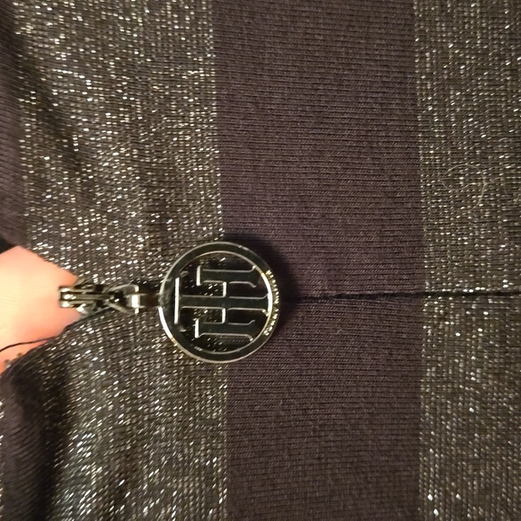 Tommy Hilfiger long sleeve stripped black and metallic midi dress. Women's Sz 16 - Picture 6 of 10